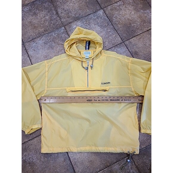 Vintage Lacoste IZOD Anorak Pullover Windbreaker Jacket Yellow Mens Med 80s - Picture 8 of 14